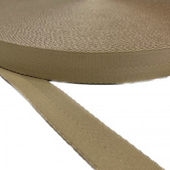 Synthetic narrow fabric, webbing tape in 25mm width and Beige Color